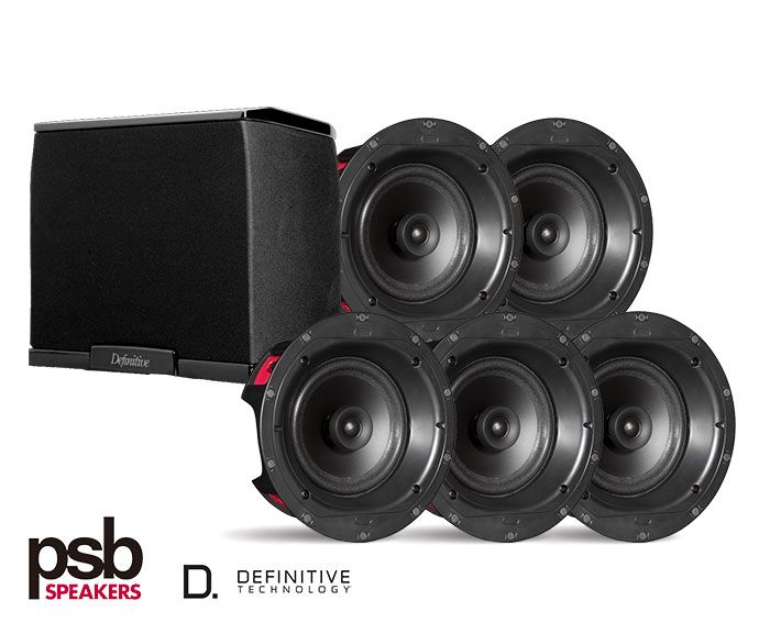 PSB CS605 & SuperCube 2000 Subwoofer 5.1 6.5-Inch Architectural Home Theatre Speaker Package